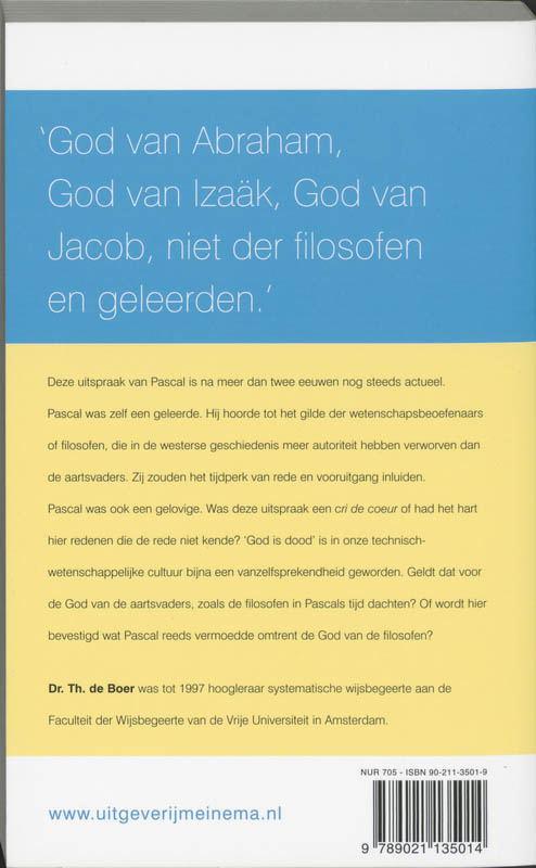 God Van De Filosofen En De God Van Pasca achterkant
