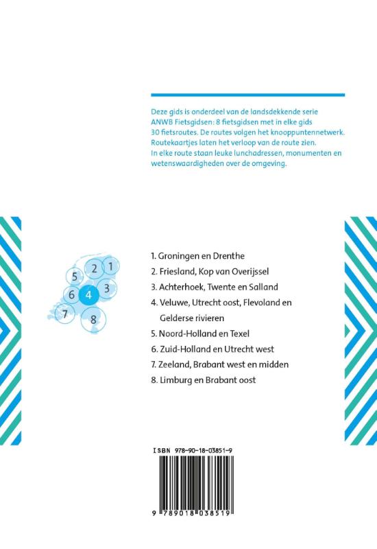 Veluwe, Utrecht Oost, Flevoland en Gelderse rivieren / ANWB fietsgids / 4 achterkant