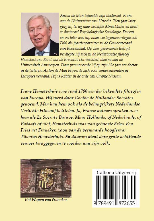 Hemsterhuis, Europees filosoof en zoon van Franeker achterkant