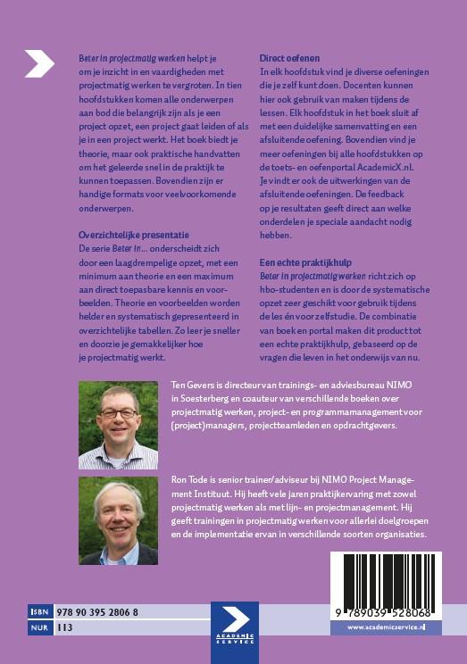 Beter in projectmatig werken achterkant