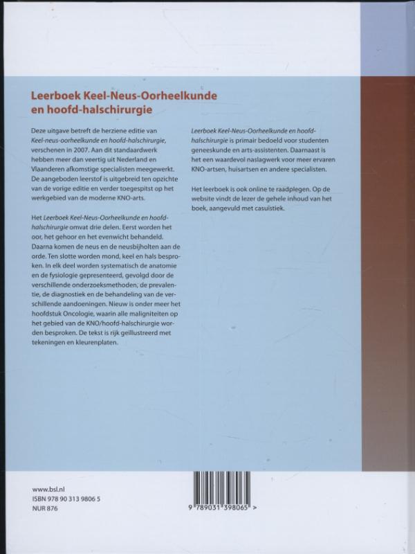 Leerboek keel-neus-oorheelkunde en hoofd-halschirurgie achterkant