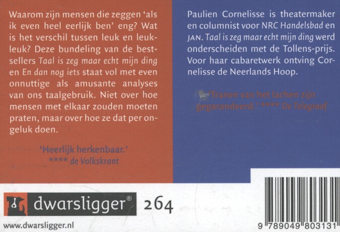 Taal is zeg maar echt mijn ding + En dan nog iets - 2in1 - Dwarsligger nr. 264 achterkant