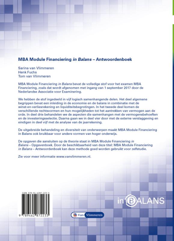 MBA Module Financiering in Balans achterkant