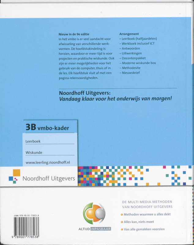 Leerboek 3B vmbo-kader Moderne wiskunde achterkant