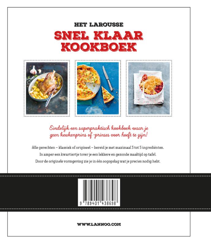 Het Larousse Snel Klaar kookboek achterkant