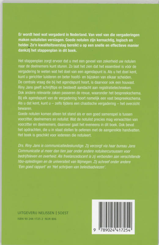 PM-reeks - Kernachtig notuleren achterkant