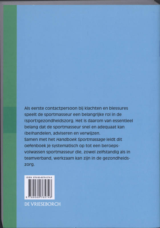 Oefenboek Sportmassage achterkant