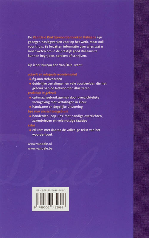 Van Dale Praktijkwoordenboek Nederlands-Italiaans + Cd-Rom achterkant