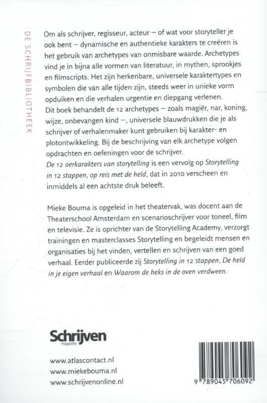 De 12 oerkarakters in storytelling / De schrijfbibliotheek achterkant