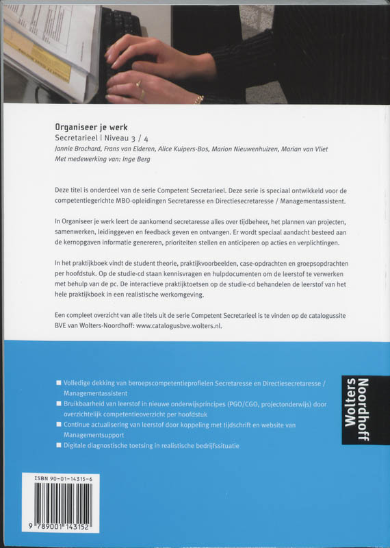 Competent Secretarieel Organiseer je werk - Praktijkboek niveau 3-4 achterkant