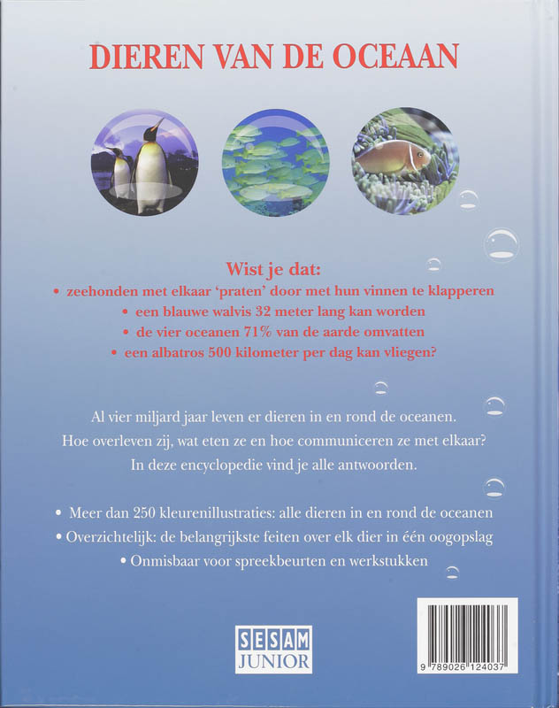 Dieren van de oceaan - Sesam junior achterkant