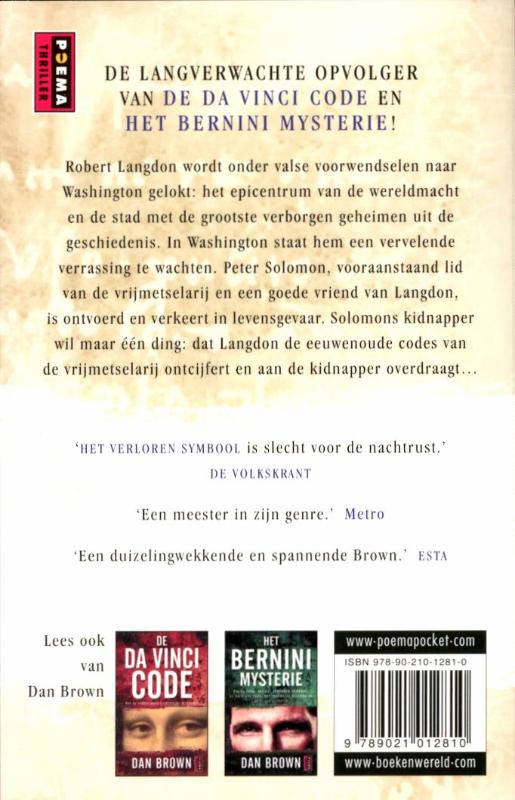 Het verloren symbool / Robert Langdon achterkant