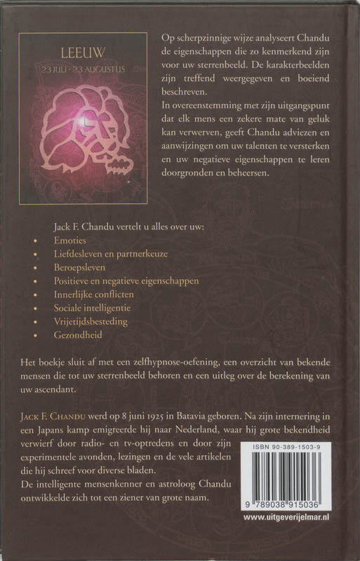 Uw sterrenbeeld leeuw achterkant