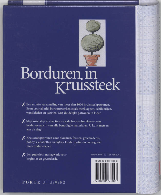 Borduren in kruissteek achterkant