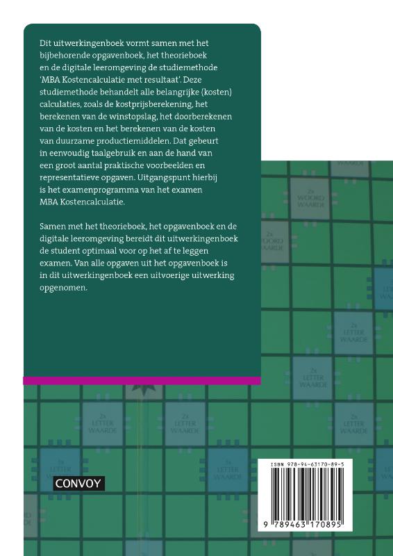MBA kostencalculatie Uitwerkingenboek achterkant