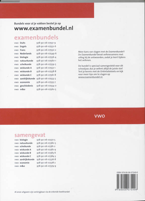 Examenbundel / 2009/2010 Vwo Nederlands achterkant