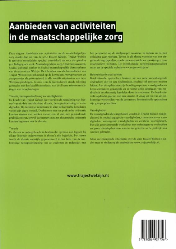 Aanbieden activiteiten maatschappelijke zorg / Basisboek / Traject Welzijn achterkant