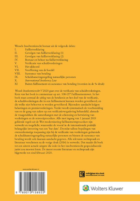 Verificatie van schuldvorderingen / Insolventierecht achterkant