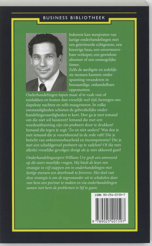 Onderhandelen met lastige mensen / Business bibliotheek achterkant