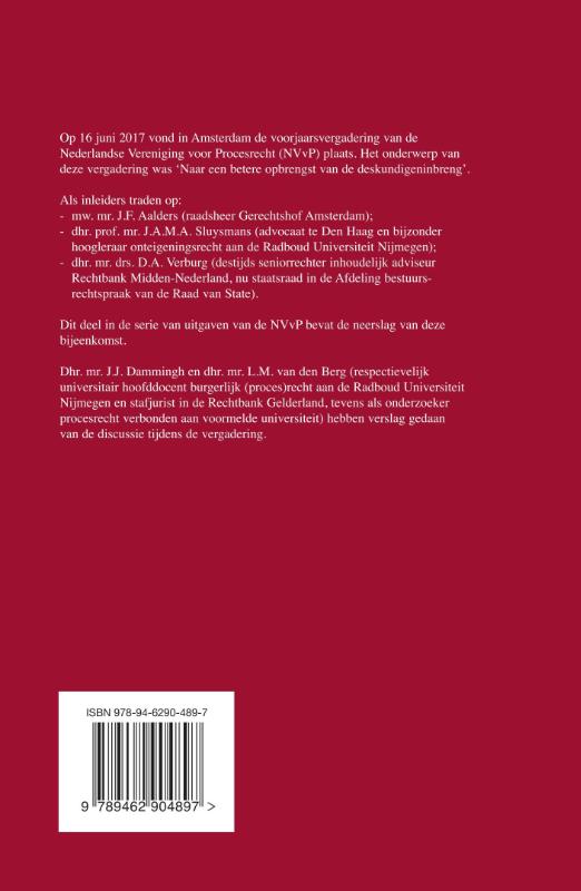 NVvP-reeks 38 -   Naar een betere opbrengst van de deskundigeninbreng achterkant