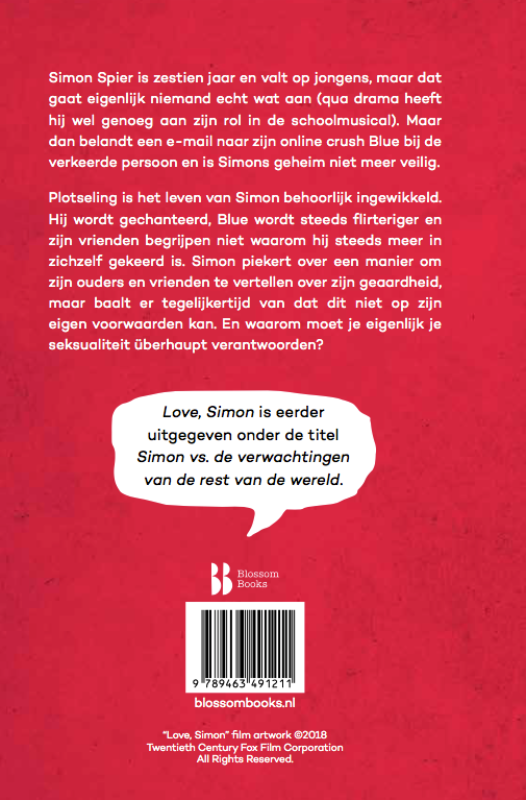 Love, Simon achterkant