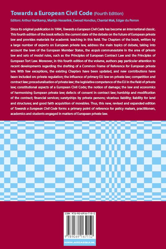 Towards a European Civl Code / Ars Aequi Cahiers achterkant