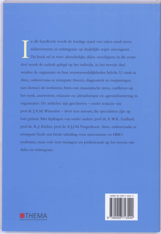 Stress, ziekteverzuim en reintegratie / Deel 1 Individugerichte benaderingen / Individugerichte benaderingen / 1 achterkant