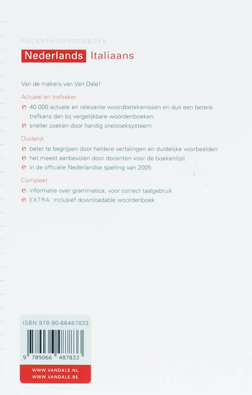 Van Dale Pocketwrdb Nederlands-Italiaans achterkant