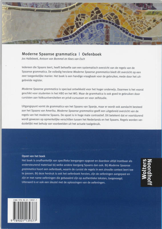 Moderne Spaanse grammatica Oefenboek achterkant
