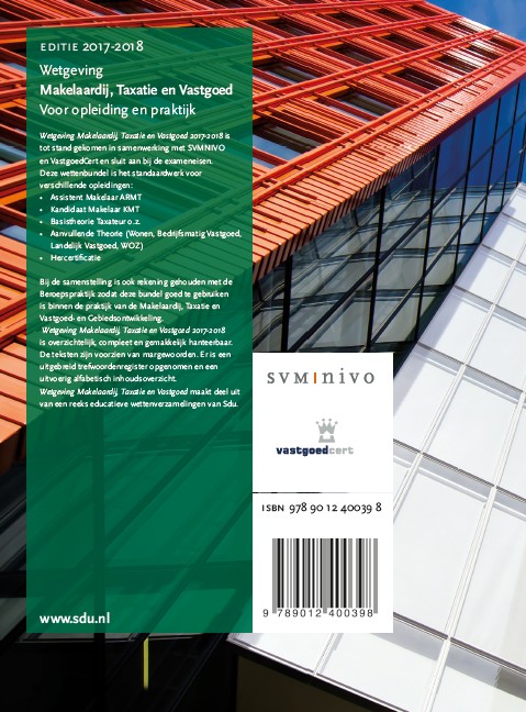 Wetgeving makelaardij, taxatie en vastgoed / 2017-2018 / Educatieve wettenverzameling achterkant