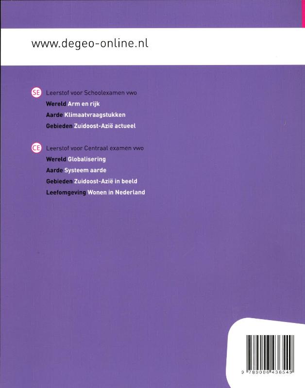 De Geo Gebieden zuidoost-Azie in beeld vwo tweede fase Leeropdrachtenboek achterkant