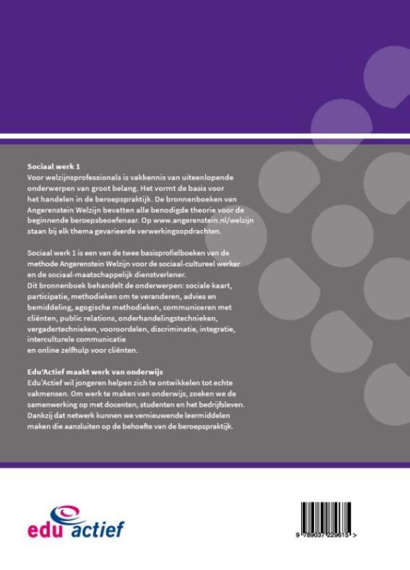 Sociaal werk 1 / Profieldeel / Basisdeel / Angerenstein Welzijn achterkant