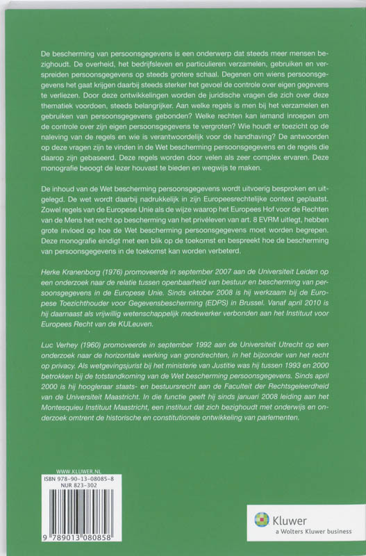Wet bescherming persoonsgegevens in Europees perspectief achterkant