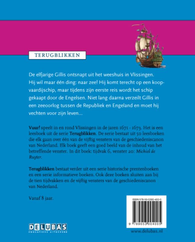 Vuur / Michiel de Ruyter / Terugblikken leesboeken / 20 achterkant