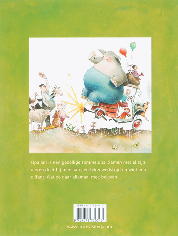 Opa Jan wint een olifant achterkant