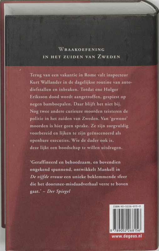 De vijfde vrouw / Inspecteur Wallander-reeks / 6 achterkant