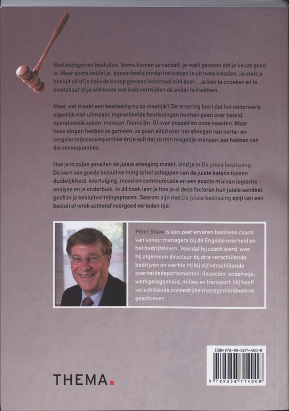 De Juiste Beslissing achterkant