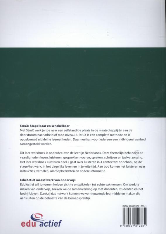 Nederlands luisteren voor 1F / Voor 1F; Deel 2 van 2 / StruX achterkant