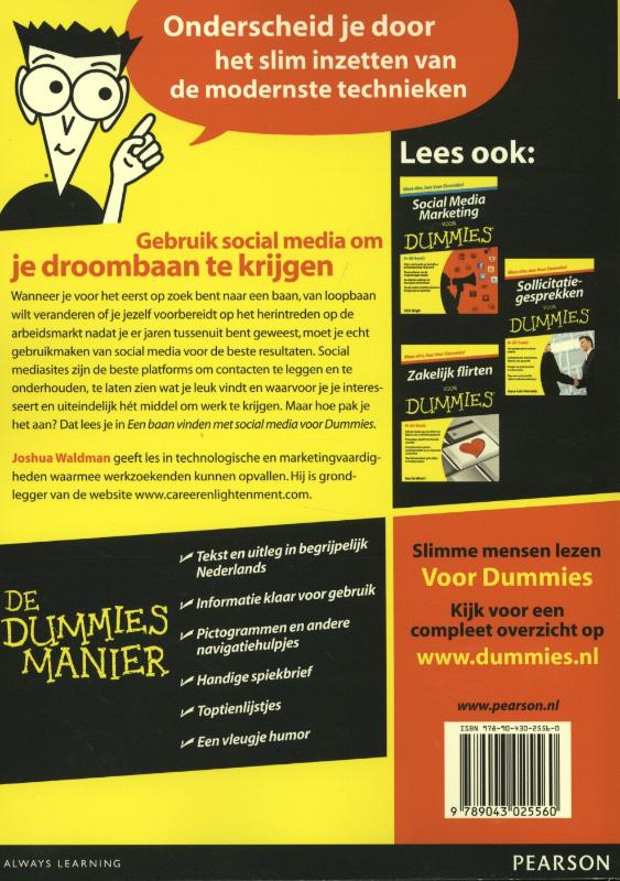 Een baan vinden met social media voor Dummies / Voor Dummies achterkant
