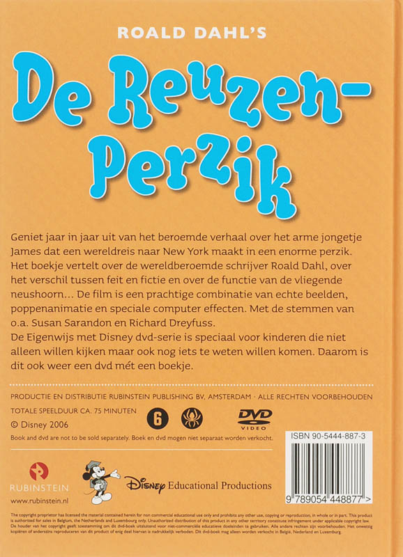 Roald Dahl's De Reuzenperzik Boek En Dvd achterkant