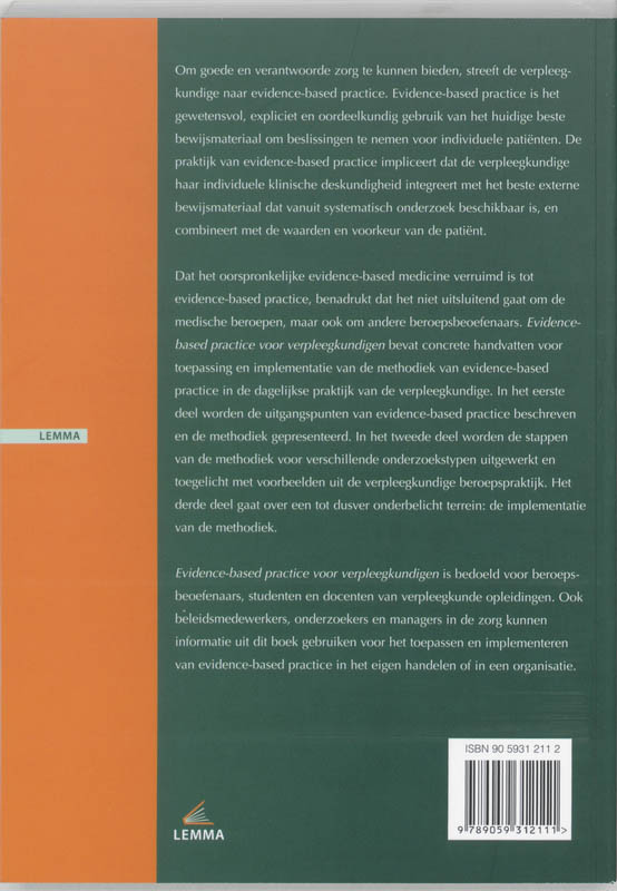Evidence-Based Practice Voor Verpleegkundigen achterkant