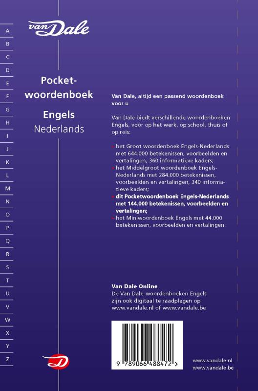 Van Dale Pocketwoordenboek Engels-Nederlands / Van Dale pocketwoordenboek achterkant