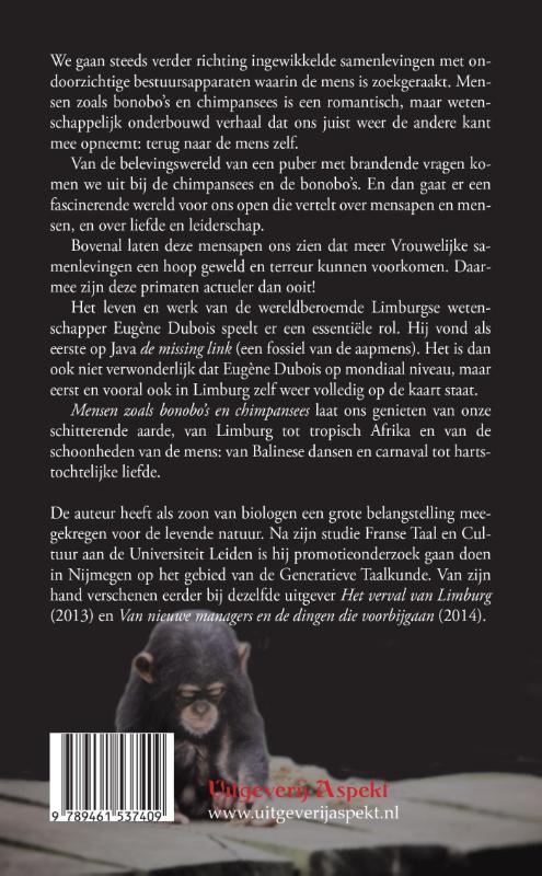 Mensen zoals bonobo's en chimpansees achterkant