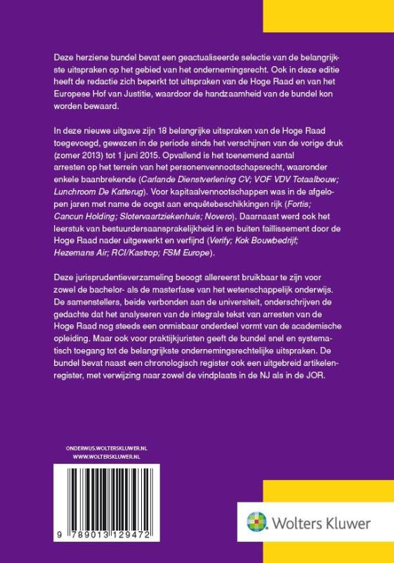 Uitspraken ondernemingsrecht 2015 achterkant