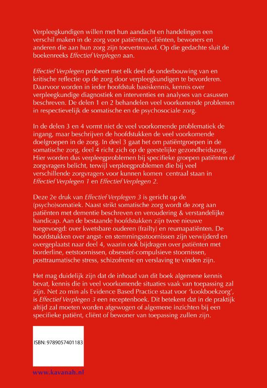 Effectief verplegen Handboek ter onderbouwing van het verpleegkundig handelen achterkant