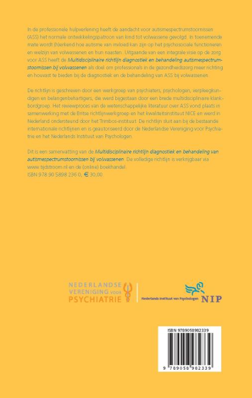 Multidisciplinaire richtlijn diagnostiek en behandeling van autismespectrumstoornissen bij volwassenen achterkant