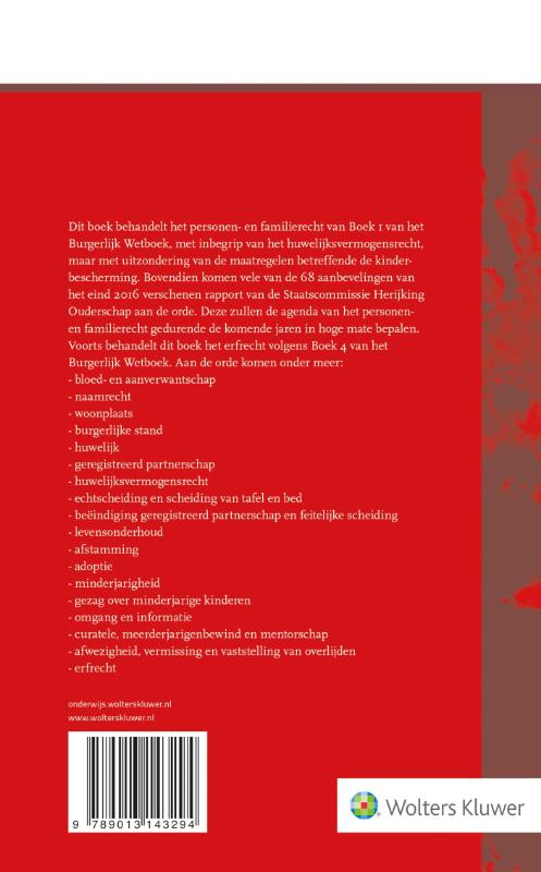Personen- en familierecht, huwelijksvermogensrecht en erfrecht / Studiereeks burgerlijk recht / 1 achterkant