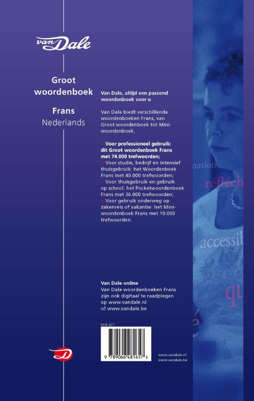 Van Dale groot woordenboek Frans-Nederlands / Van Dale groot woordenboek achterkant