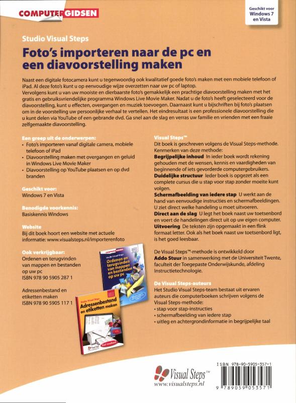 Foto's importeren naar de pc en een diavoorstelling maken achterkant