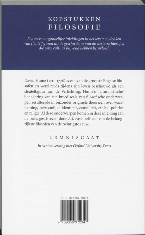 Hume / Kopstukken Filosofie achterkant